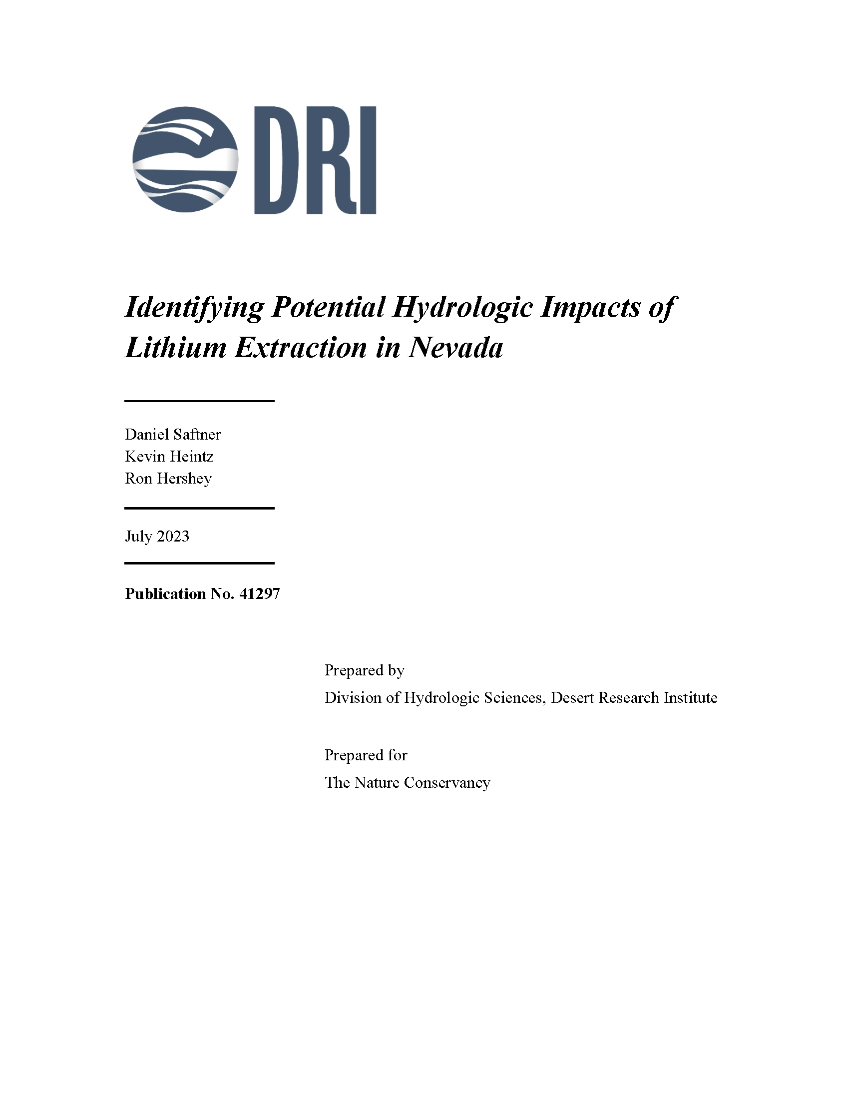 hydrologic impacts of lithium