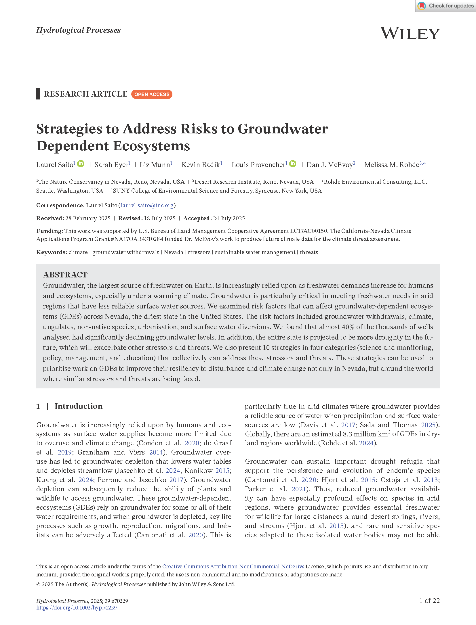 Strategies for addressing risks to GDEs
